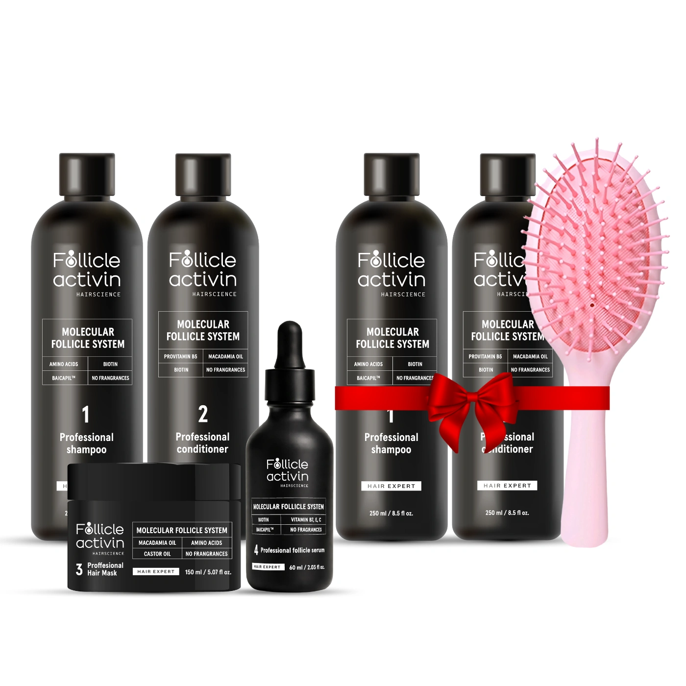 Pilnas Follicle Activin kursas: regeneruoja plaukų augimą ir apimtį (veikia kaip mezoterapija) + ANTRAS RINKINYS DOVANŲ